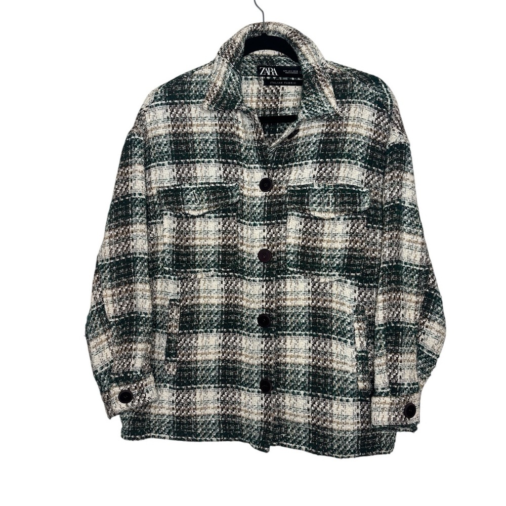 Zara Green and White Cozy Knit Cardigan - Picture 5 of 7